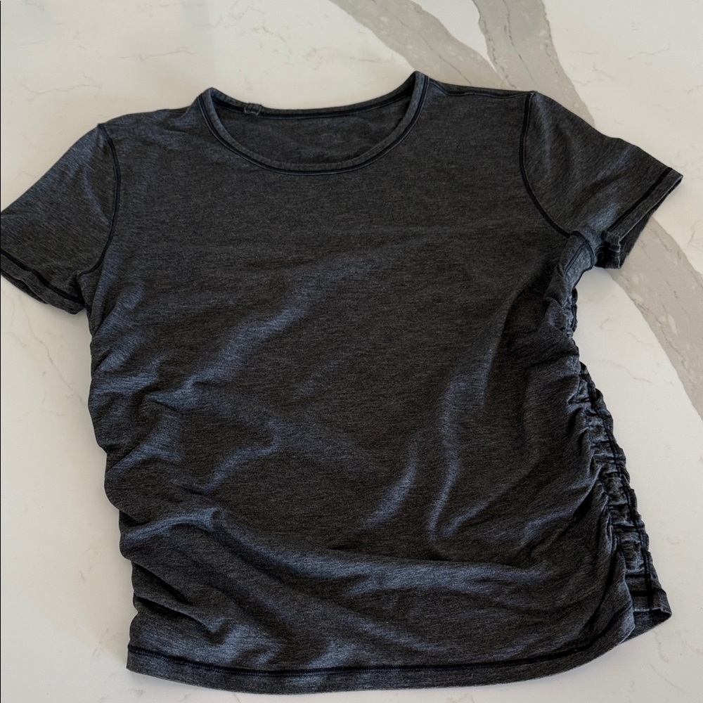 lululemon athletica Dark Gray Ruched Short Sleeve Tee
